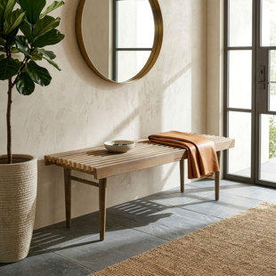 Baird Slatted Washed Wooden Bench