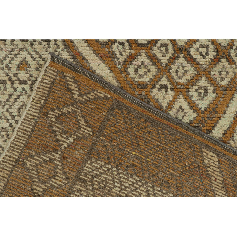 Moroccan Hand Knotted Geometric Area Rug, Runner 3' x 8'