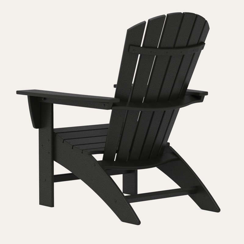 POLYWOOD Nautical Curveback Adirondack Chair, Black