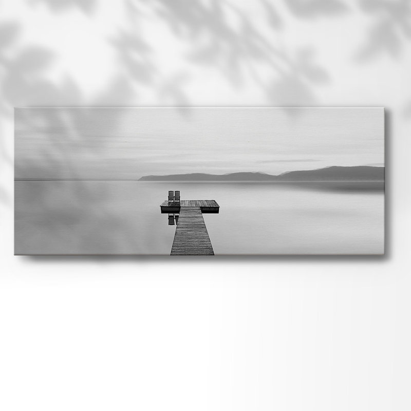 Panneau d'eau noir et blanc sur toile, H 8 po x l 20 po x P 1,5 po