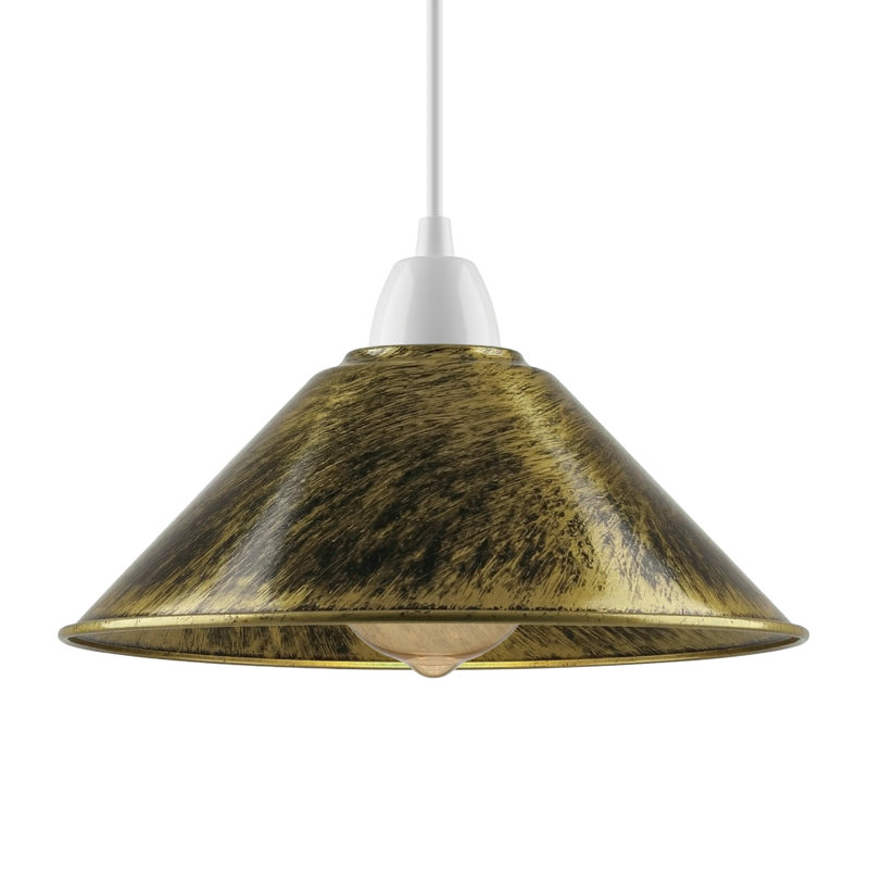 10cm H Metal Cone Lamp Shade, Brushed Brass