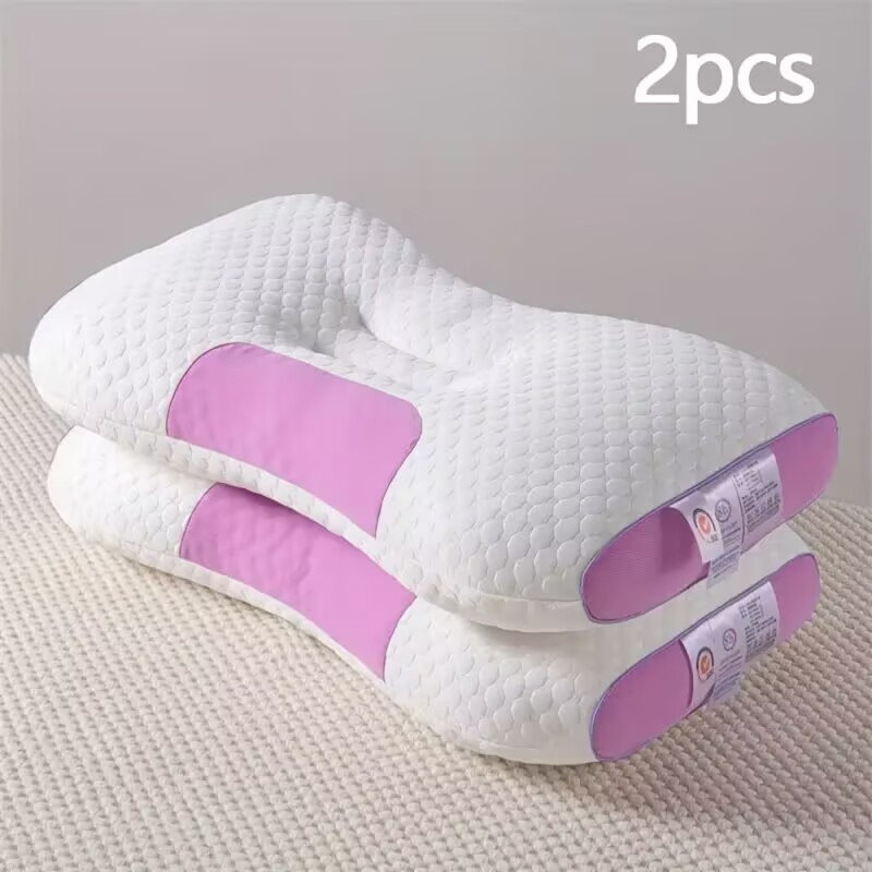Oreiller de massage en coton tricoté 2 pièces YBZ - Rose, Blanc / Rose, Ensemble 2 pièces