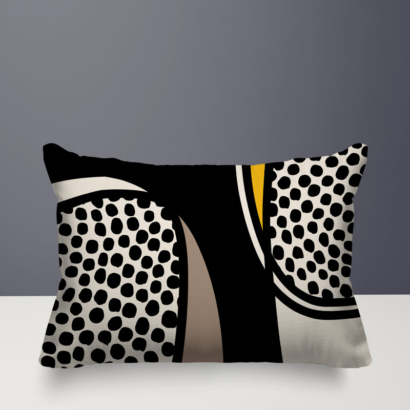 Coussin lombaire réversible intérieur / extérieur Jai Abstract, H 14 po x l 20 po, Jaune