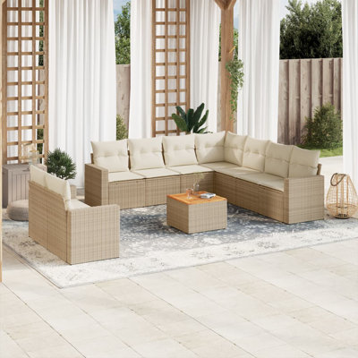 Ensemble de canapé de jardin Vidaxl beige, blanc crème et brun