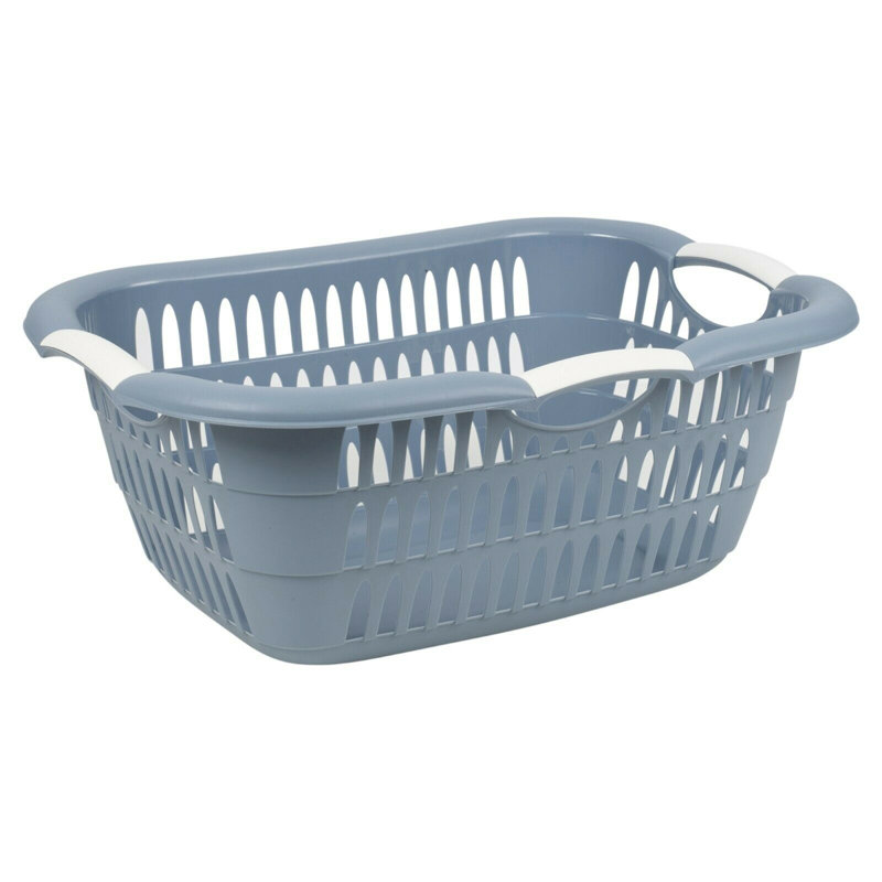 Plastic Laundry Basket with Handles, Large (22 cm x 60 cm x 40 cm), Blue