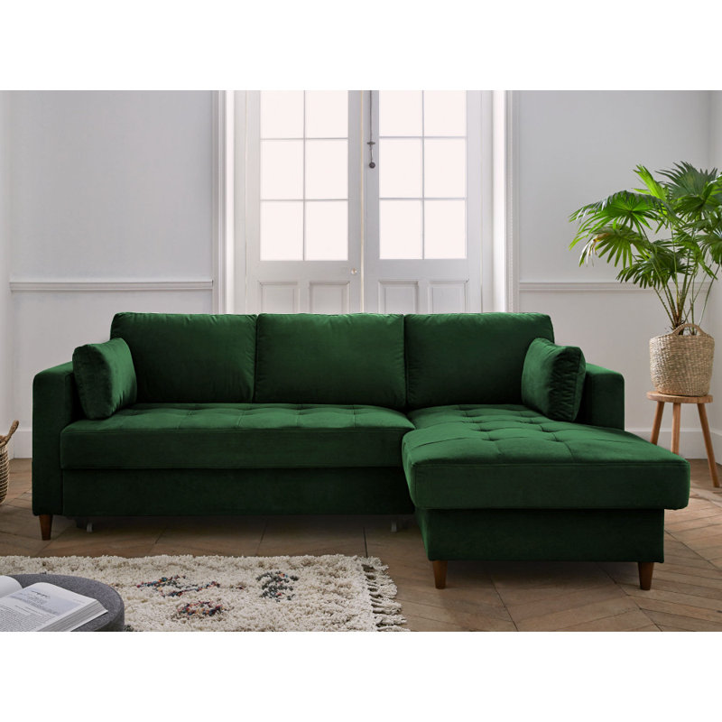 4 Seater Sofa Bed, Right Hand Facing, Green