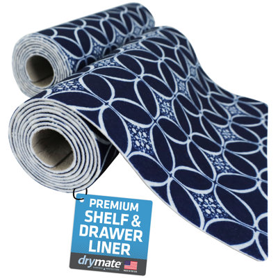 Doublure de tablette et de tiroir de qualité supérieure, tissu rembourré épais, absorbant, imperméable, antidérapant, non adhésif, doublures pour armoires de cuisine, armoires (bleu marine indigo) (12 po x 59 po) (fabrication américaine)