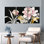 Pivoine rose et feuille d'or, reproduction d'art sur toile, ensemble botanique moderne (ensemble de 3)
