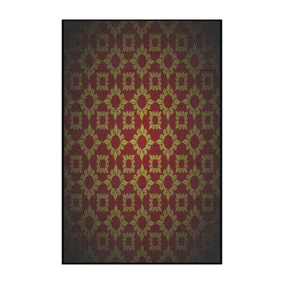 Tapis rouge/noir/jaune tissé à la machine