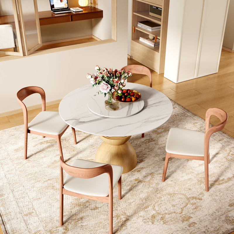 Table de salle à manger Modern Modern, H 29,52 po x L 47,24 po x l 47,24 po, Blanc