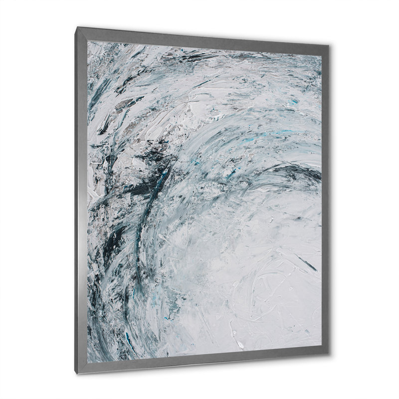 Abstract Gray Brush Strokes Abstract Grey Brush Strokes - Painting on Canvas, 20" H x 12" W x 1" D, Silver Framed