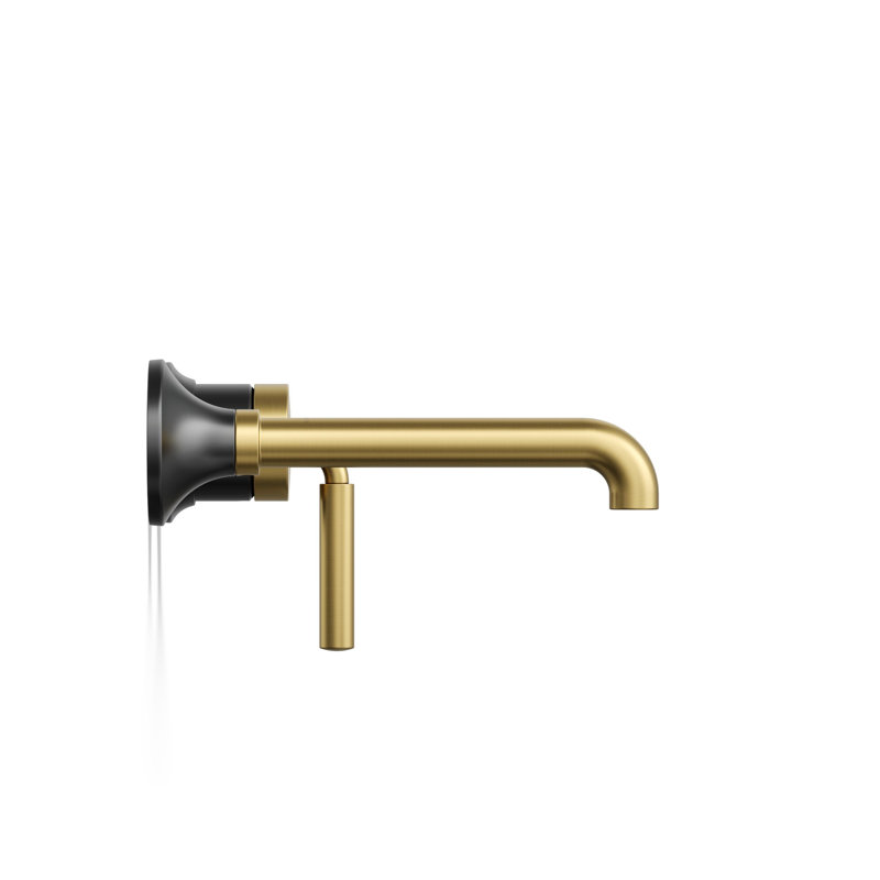 Tone Wall-Mount Single-Handle Bathroom Sink Faucet, Matte Black/Moderne Brass