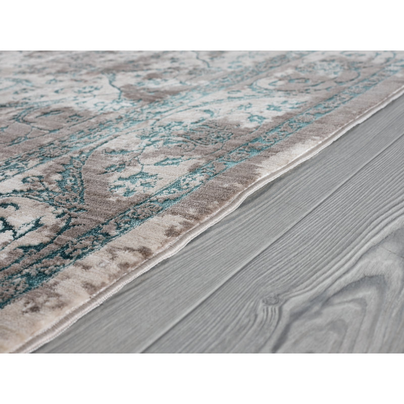 Tapis oriental bleu / gris Rummond, Rectangle 1 pi 7 po x 3 pi