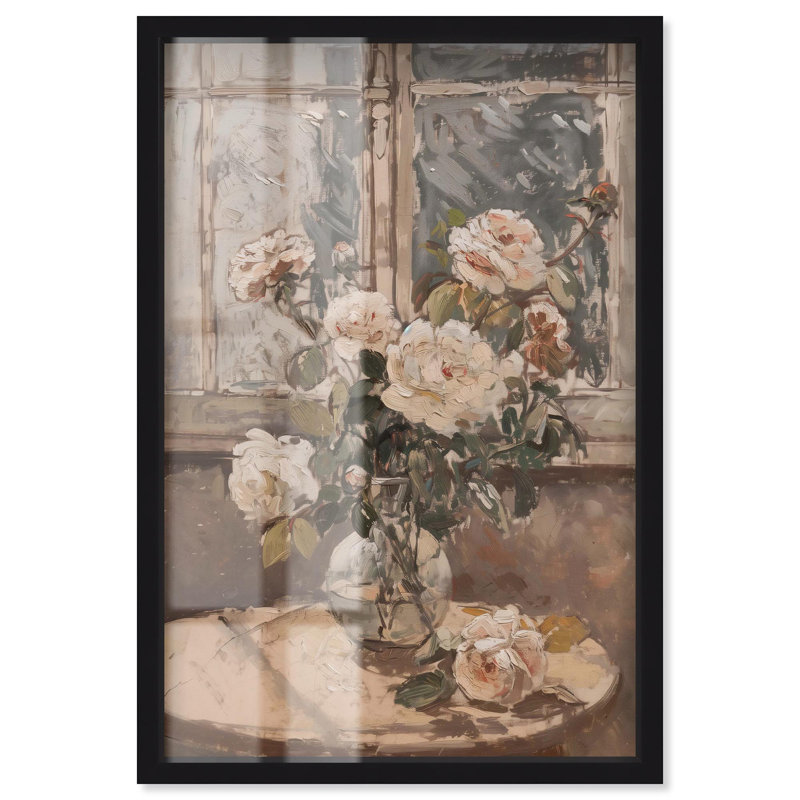 «Soft Flowers by the Window» par Glam Art, Noir, H 16 po x l 11 po