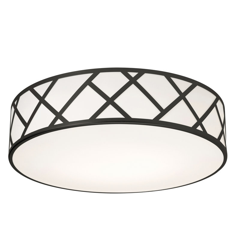4 - Light 21" Shaded Drum Flush Mount, Black