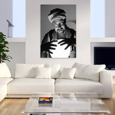 1970S Scary Fortune Teller Man With Hands On Lighted Crystal Ball Wearing Turban Classic Retro Vintage Portrait Wall Art
