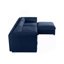 Élégant canapé en chenille bleue avec siège de rangement et repose-pieds, dossier cylindrique en forme de L à 3 places et accoudoirs, canapé contemporain en tissu à 3 places avec compartiment de rangement caché-2124749782