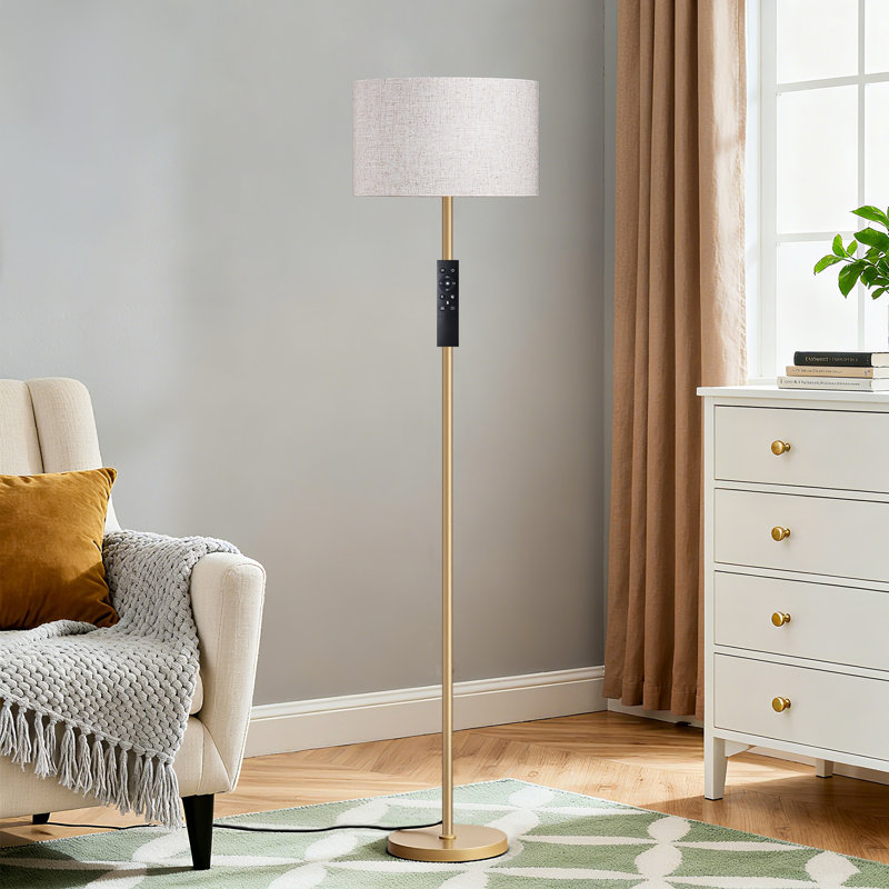 Lampe sur pied standard 63,6 po avec télécommande et ampoule incluse, Doré