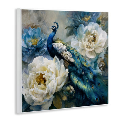 Jolie plaque murale paon avec roses, design par Tina LeCour