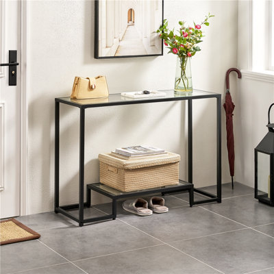 Aileny 42'' Glass Top Console Table