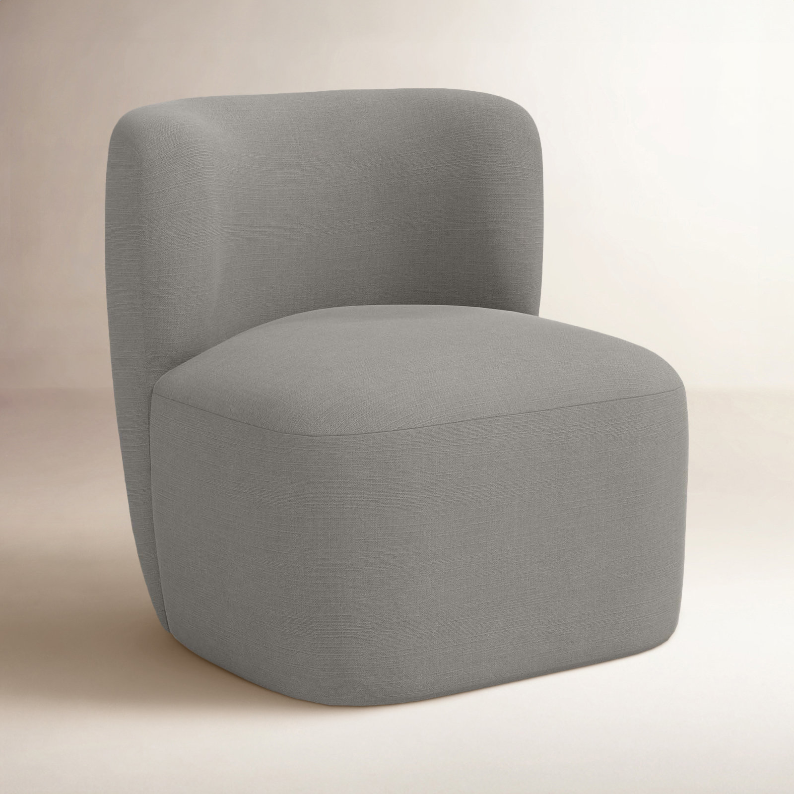 Mariza Cotton Swivel Lounge Chair, Classic Grey Linen