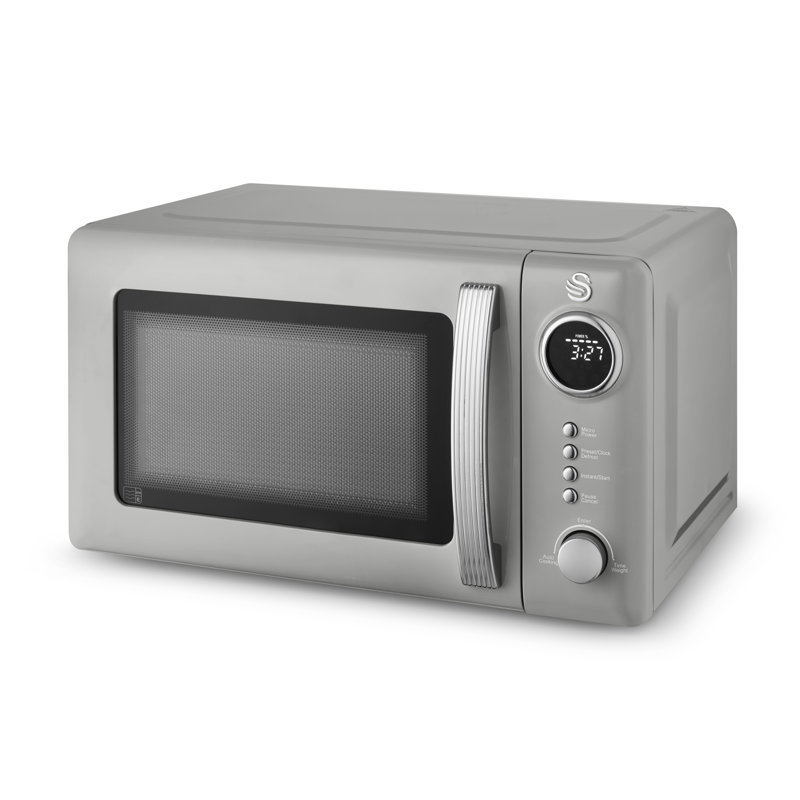 Retro Swan Retro 20L Digital Microwave, 5 Power Levels, 12 Auto Cook Pre-sets, Defrost by Weight or Time, LED Display, 800W