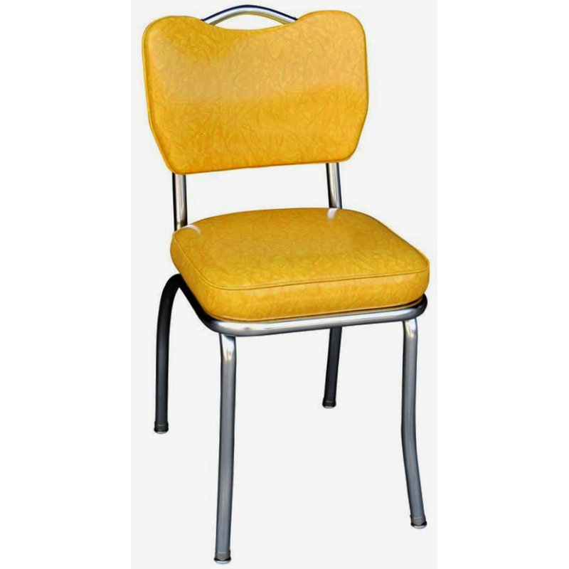 Retro Home Upholstered Handle Back Dining Chair, Yellow