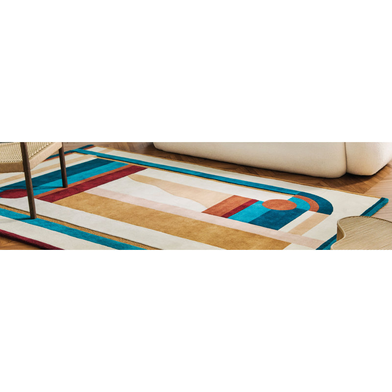 Hacienda Hand Tufted Wool Area Rug, Rectangle 5'5" x 7'8"