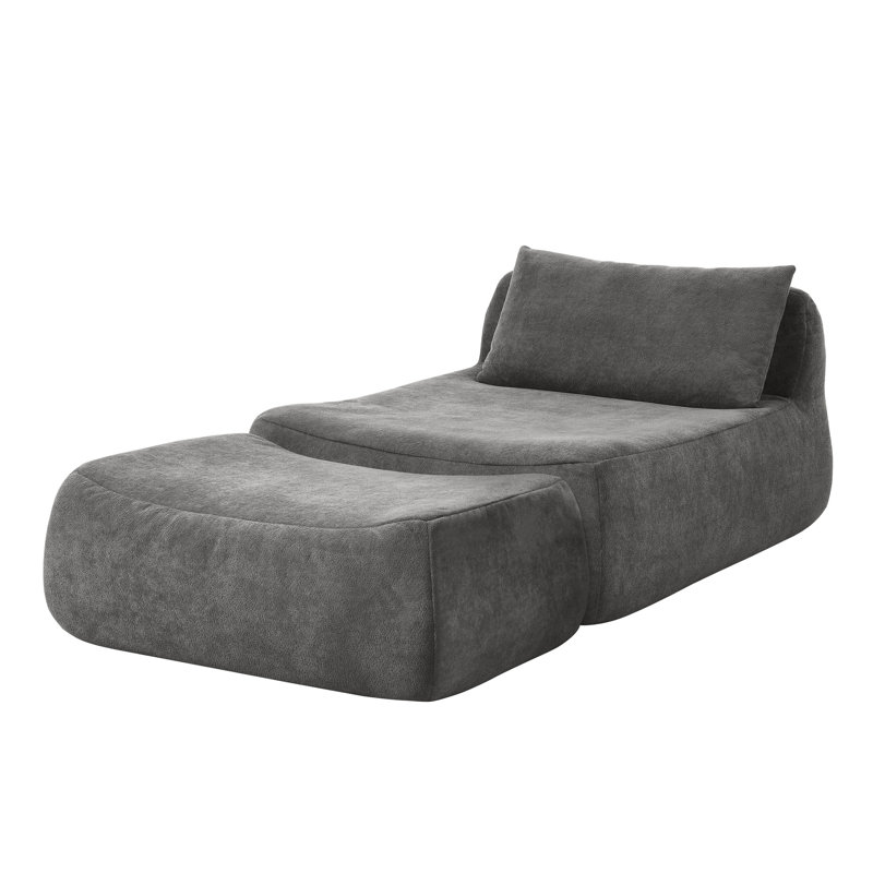 Méridienne de taille moyenne à douce avec chenille inclinable spacieuse grise, Gray Chenille