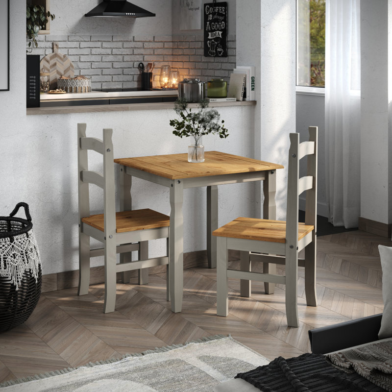 Cammack Pine Solid Wood Dining Table, Antique Brown, Gray