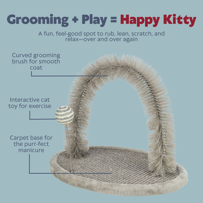 Grattoir avec brosse à griffes pour chat et auto-toilettage, soutient des griffes et un pelage sains
