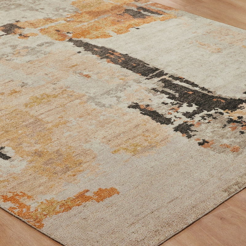 Toros Hand Knotted Wool Abstract Area Rug, Rectangle 6' x 9'