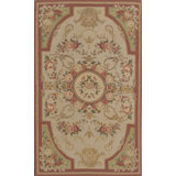 Wool Oriental Area Rug in Beige/Rust
