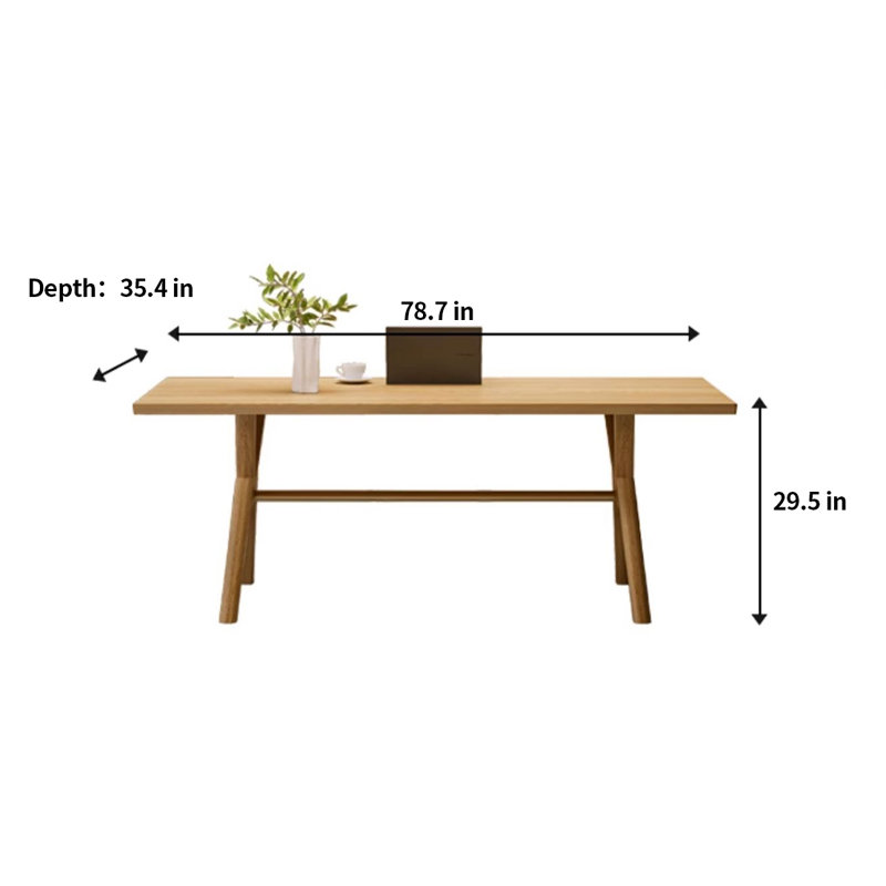 Simple Fashion Dining Table Ash Solid Wood Dining Table, 29.5"H x 78.7"L x 35.4"W