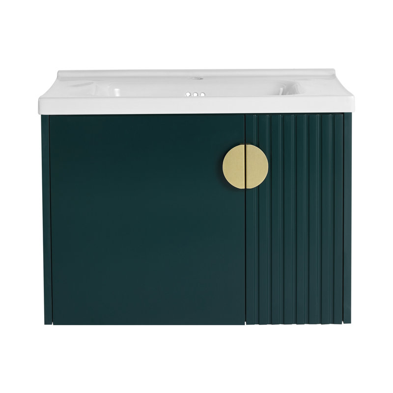 Meuble-lavabo 28 po avec lavabo en céramique, Vert