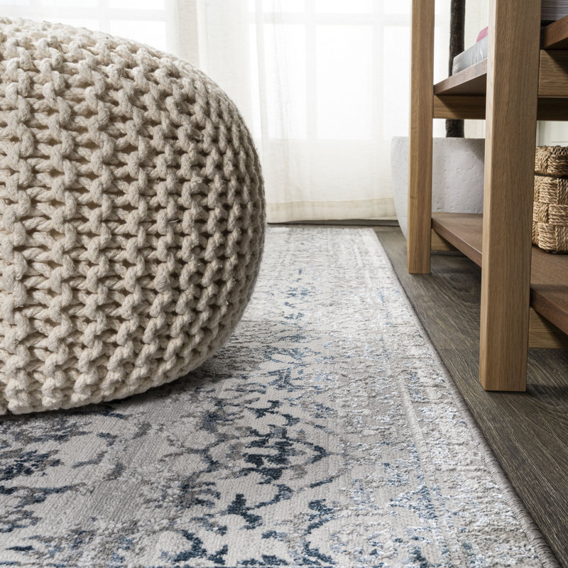 Bloomington Modern Strie' Gray/Blue Rug, Rectangle 2'9" x 5'