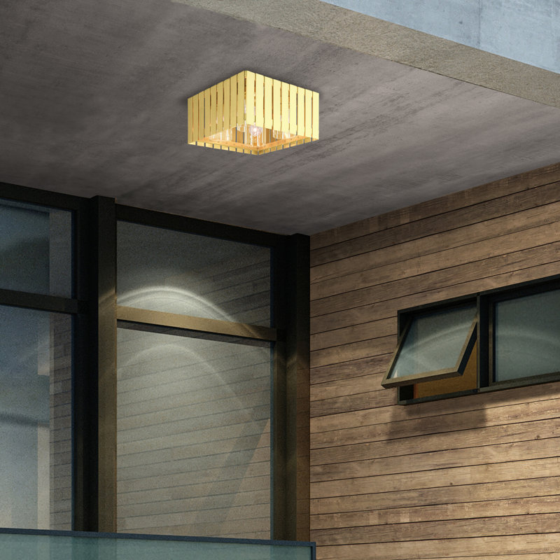 Greenwich Satin Brass 4 - Bulb Outdoor Flush Mount
