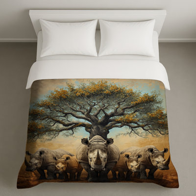 Housses de couette Rhinocerose Under Tree
