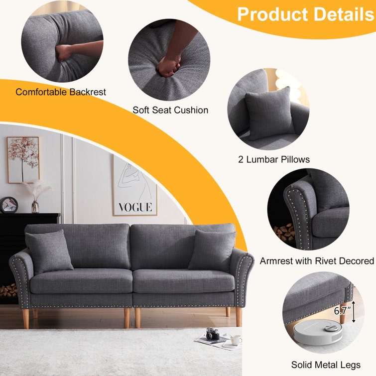 Lorell Quintessence Upholstered Sofa With Lumbar Support