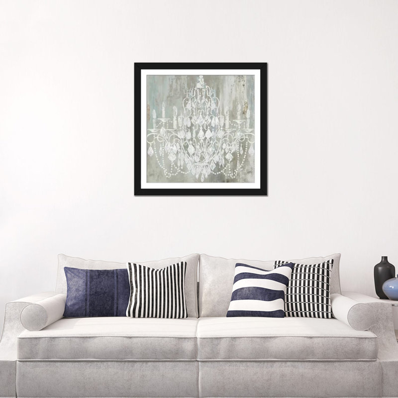 «Chandelier», reproduction sur toile, Papier d'art encadré noir, Blanc, H 24 po x l 24 po x P 1 po