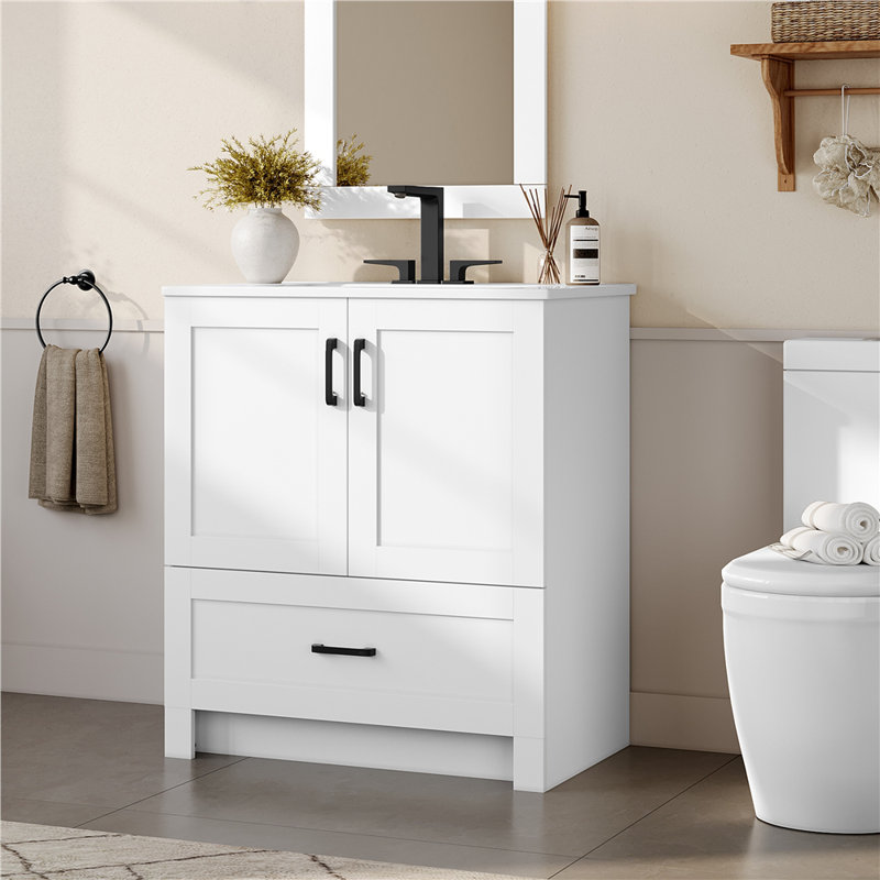 Modern Freestanding Bathroom Vanity with Ceramic Basin