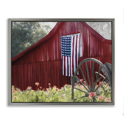Red Barn with American Flag