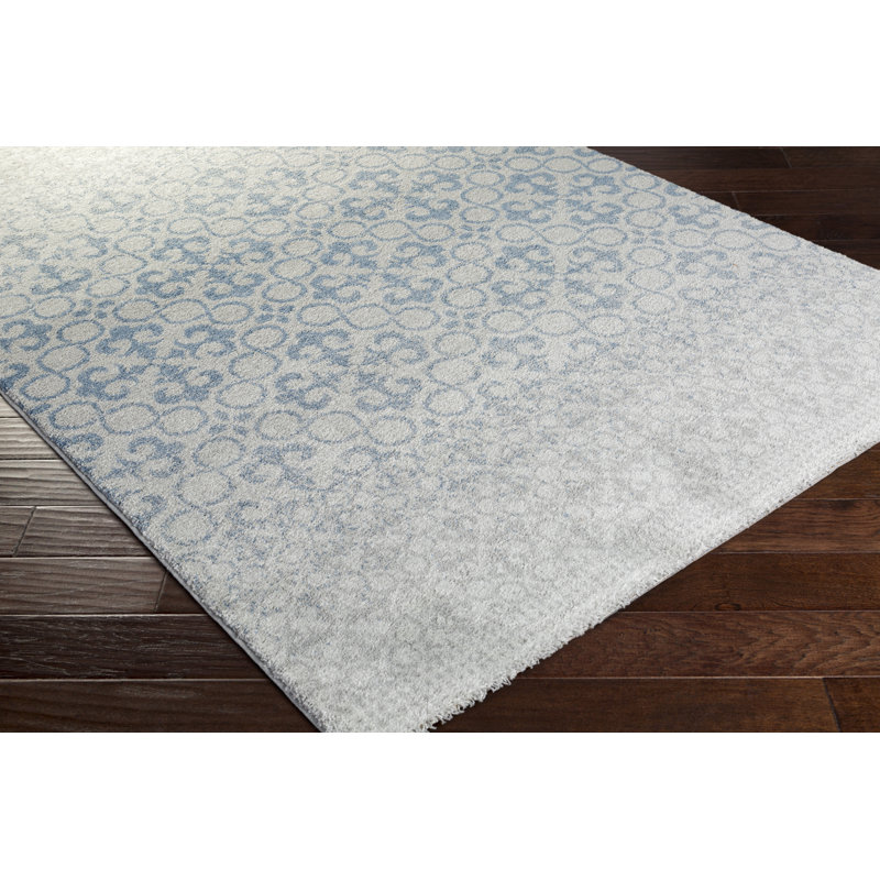 Tapis bleu / beige Upton Cheyney, Rectangle 5 pi 2 po x 7 pi 6 po