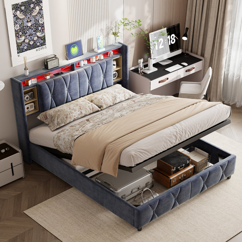 Upholstered Ottoman Storage Bed, European Double (140 x 200 cm)