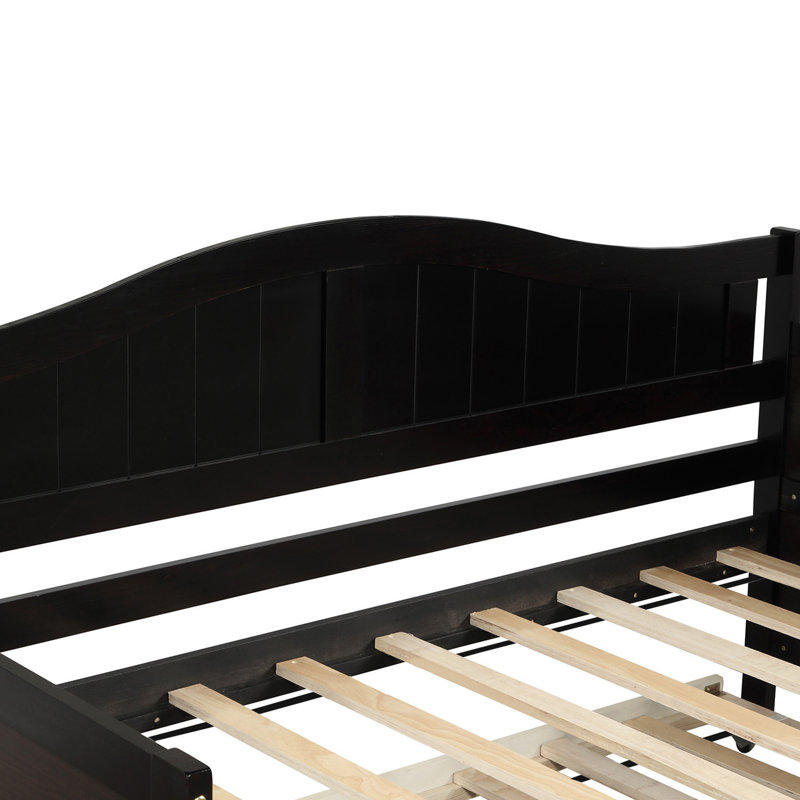 Twin Wooden Daybed with Trundle Bed, Sofa Bed for Bedroom Living Room,Espresso(OLD SKU:WF192861AAP), Espresso