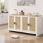 Buffet, armoire de rangement décorative en rotin avec 4 portes et tablette-106644774