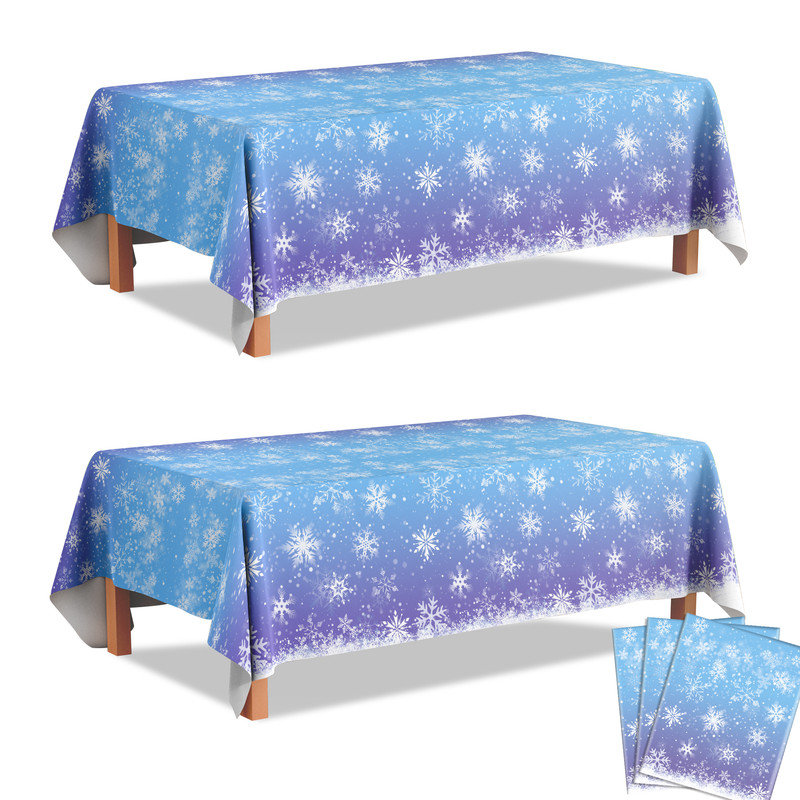 Snowflake Tableclot,3 Pcs Winter Wonderland Tablecloth Set