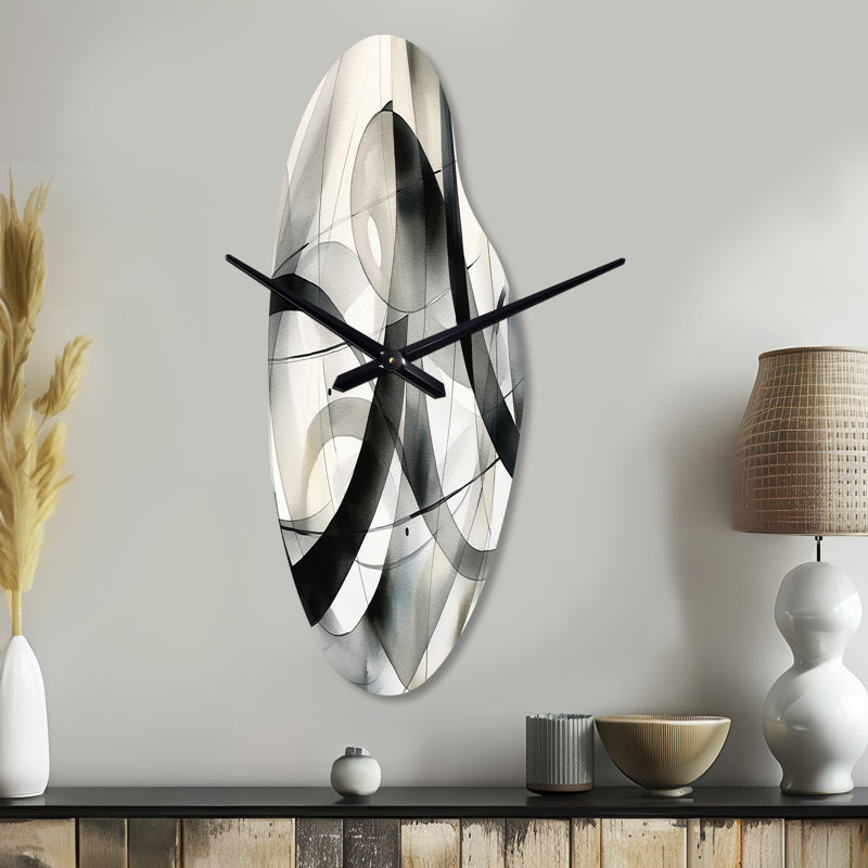 «Claybrooks Abstract Neutral XV», horloge murale géométrique asymétrique, Grand