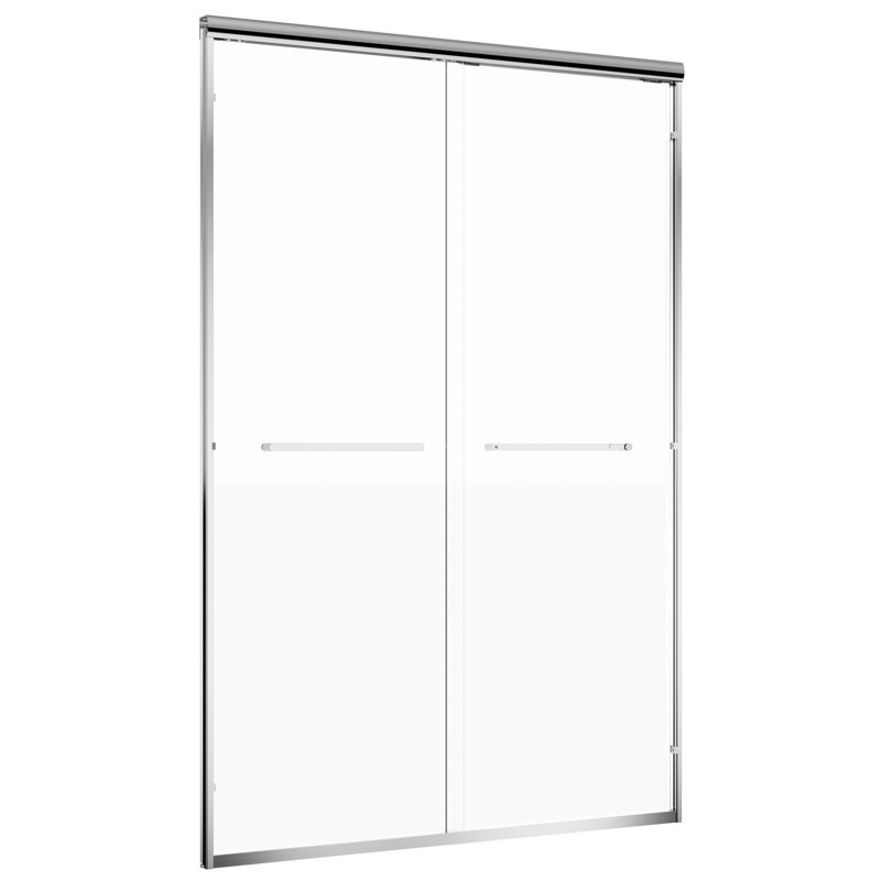 Aluminum Frame Double Sliding Shower Door With 1/4" Nano - Coated Tempered Glass, Dual Stainless Steel Handles, Waterproof And Easy To Install In Bathroom 60" Wide Door, Design, Reversible For