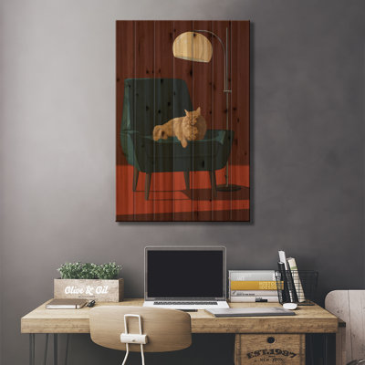Cats in Fancy Chairs III par Artcatillustrated - impression sur bois sans cadre
